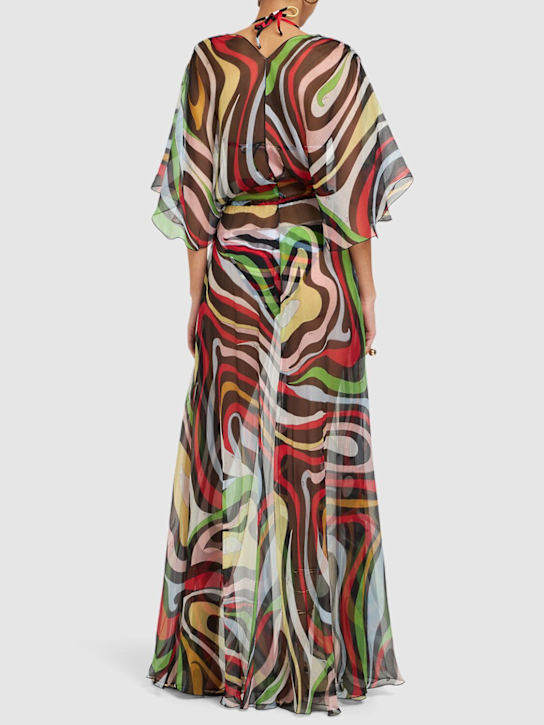 Pucci: Marmo印花真丝雪纺长袍式连衣裙 - 多色 - women_2 | Luisa Via Roma