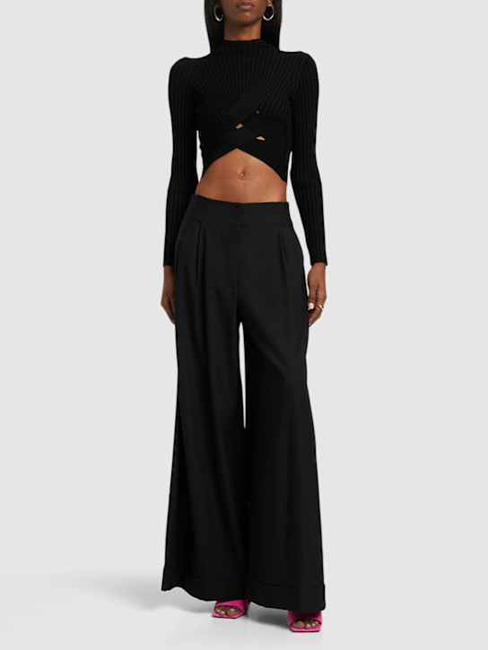 Pucci: Logo斜纹阔腿裤 - 黑色 - women_1 | Luisa Via Roma
