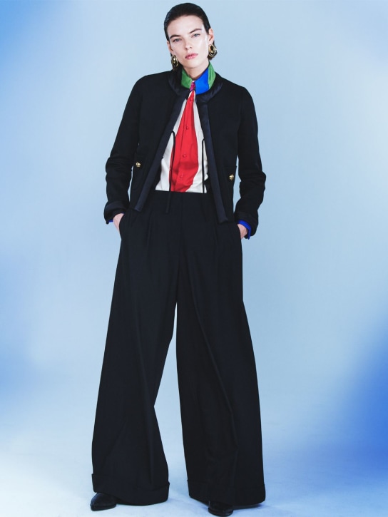 Pucci: Logo斜纹阔腿裤 - 黑色 - women_3 | Luisa Via Roma