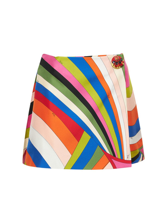 Pucci: Minifalda de sarga de seda estampada - women_0 | Luisa Via Roma