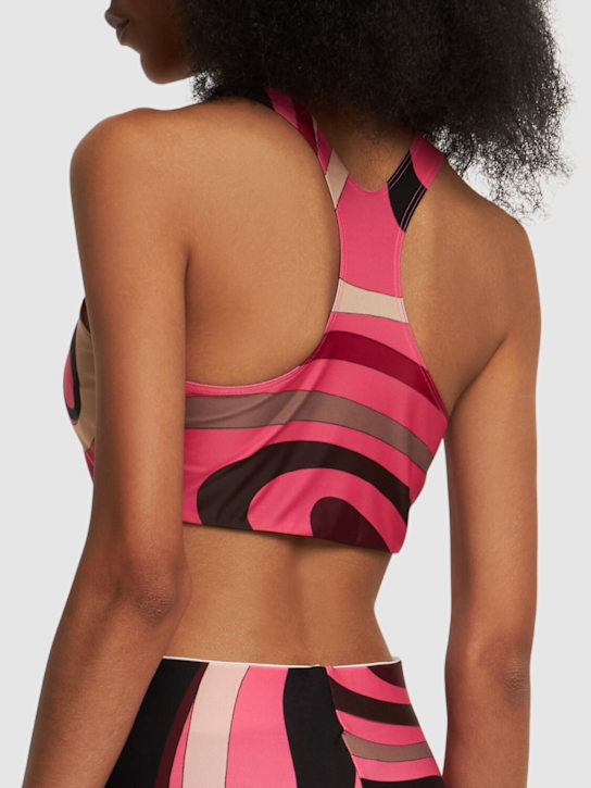 Pucci: Marmo印花平纹针织短款上衣 - 粉色 - women_2 | Luisa Via Roma