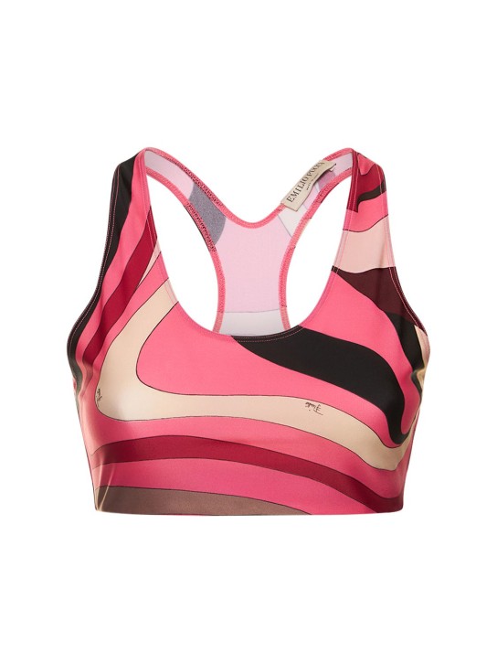 Pucci: Crop top Marmo in jersey stampato - Rosa - women_0 | Luisa Via Roma