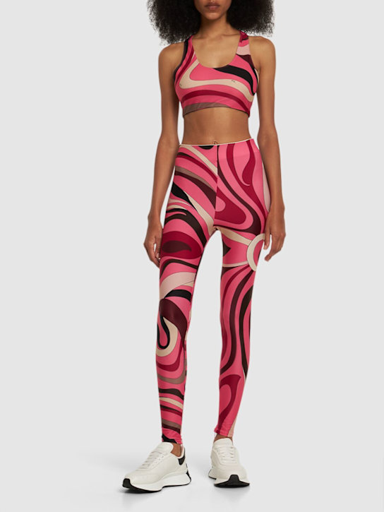Pucci: Marmo印花平纹针织短款上衣 - 粉色 - women_1 | Luisa Via Roma