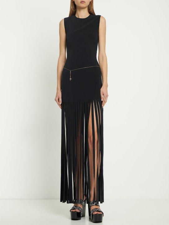 Tech scuba fringed long dress - Thumbnail 2