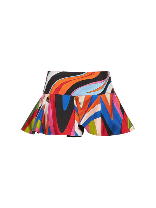 Pucci: Silk crepe printed frill mini skirt - Multicolor - women_0 | Luisa Via Roma