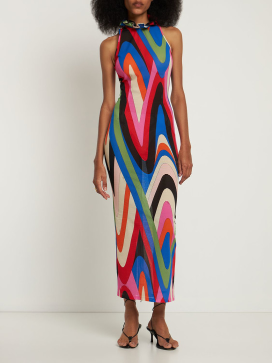 Pucci: Mesh Moire printed long dress - Multicolor - women_1 | Luisa Via Roma