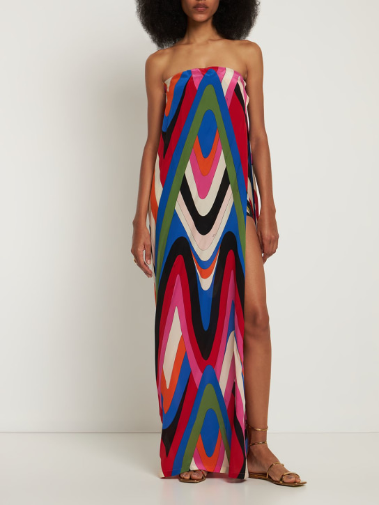 Pucci: Robe longue en soie moiré imprimée - Multicolore - women_1 | Luisa Via Roma