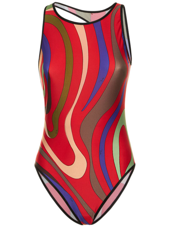 Pucci: Marmo print onepiece swimsuit - Multicolor - women_0 | Luisa Via Roma