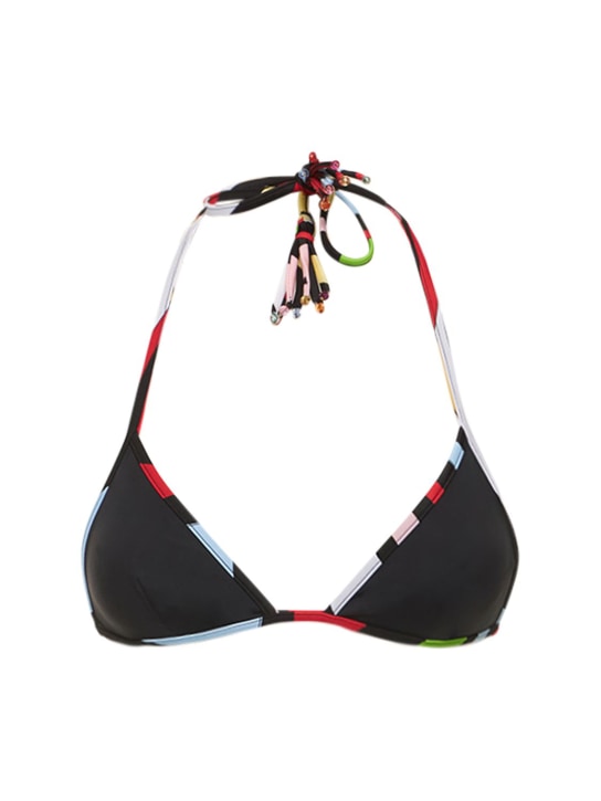 Pucci: Top bikini a triangolo con logo - Nero - women_0 | Luisa Via Roma