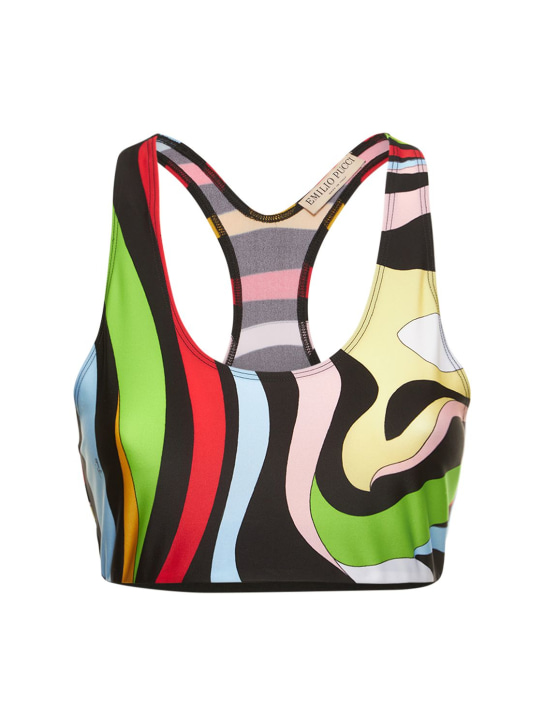 Pucci: top corto de jersey estampado - Multicolor - women_0 | Luisa Via Roma