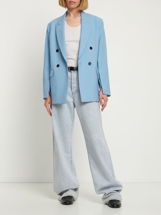 MSGM: Stretch wool blazer jacket - Light Blue - women_1 | Luisa Via Roma