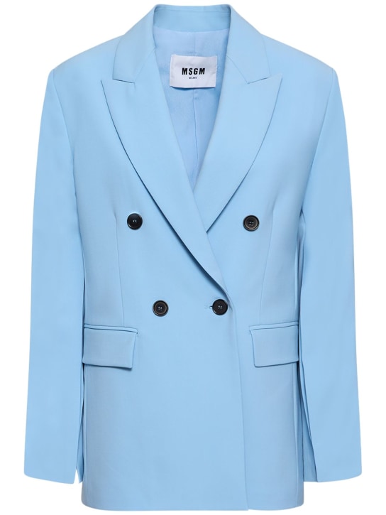 MSGM: Stretch wool blazer jacket - Light Blue - women_0 | Luisa Via Roma