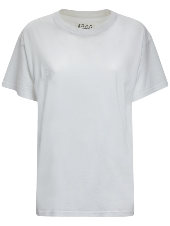 Maison Margiela: T-shirt in jersey di cotone con logo - Bianco - women_0 | Luisa Via Roma