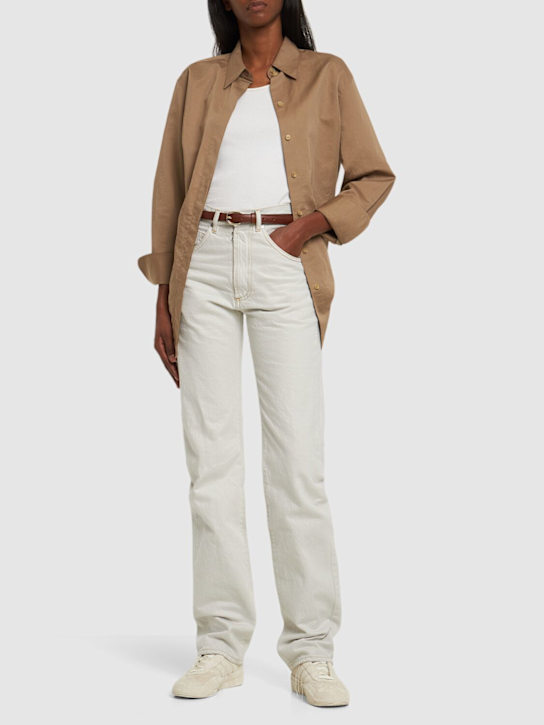 Maison Margiela: Jeans larghi in denim di cotone - Bianco - women_1 | Luisa Via Roma