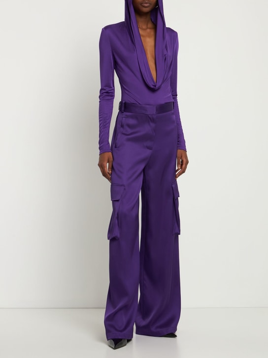 Versace: Duchesse 와이드 카고 팬츠 - 퍼플 - women_1 | Luisa Via Roma