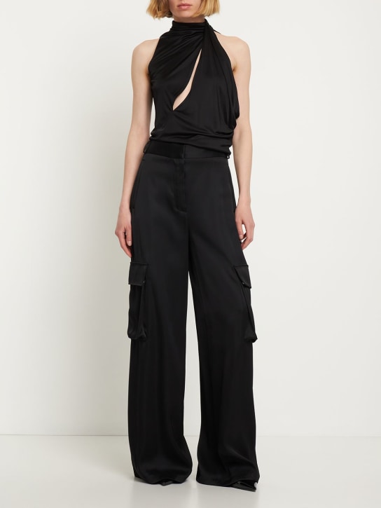 Versace: Duchesse wide cargo pants - Black - women_1 | Luisa Via Roma