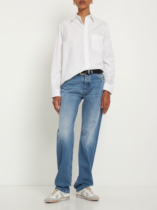 Maison Margiela: Mid rise denim straight jeans - Blue - women_1 | Luisa Via Roma
