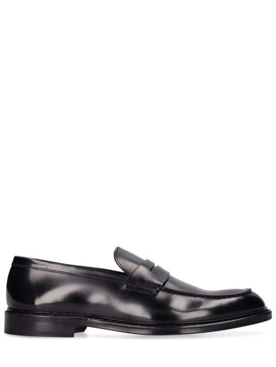 Doucal's: Penny Moc leather loafers - Black - men_0 | Luisa Via Roma