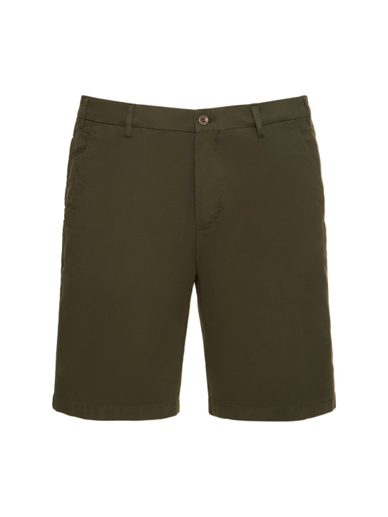 Loro Piana: Sport cotton Bermuda deck shorts - Leaf Tea - men_0 | Luisa Via Roma