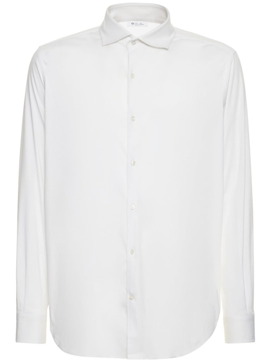 Loro Piana: Andrew Ml棉质平纹针织衬衫 - 白色 - men_0 | Luisa Via Roma