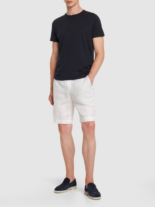 Loro Piana: Arizona linen Bermuda shorts - Optic White - men_1 | Luisa Via Roma