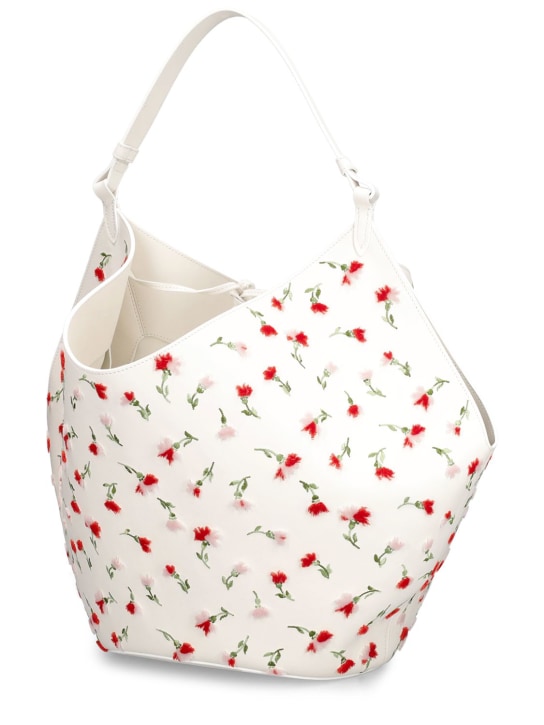 Khaite: Medium lotus flower print tote bag - White/Multi - women_1 | Luisa Via Roma