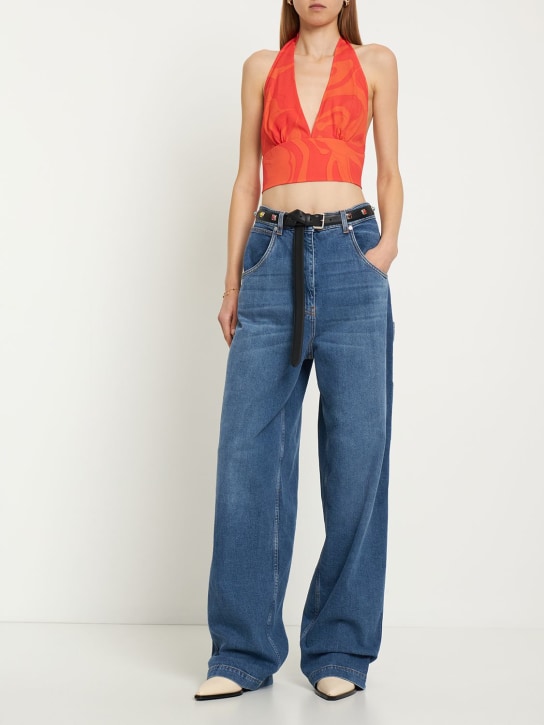 Etro: Jeans larghi vita alta in denim - Blu - women_1 | Luisa Via Roma