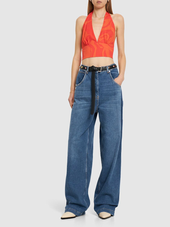 Denim high rise wide jeans - Thumbnail 2