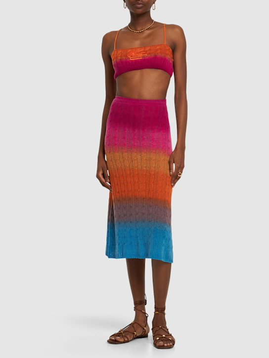 Etro: Multicolor wool knit midi skirt - Multicolor - women_1 | Luisa Via Roma