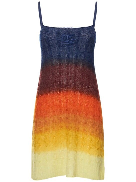 Etro: Robe courte en maille de laine multicolore - Multicolore - women_0 | Luisa Via Roma