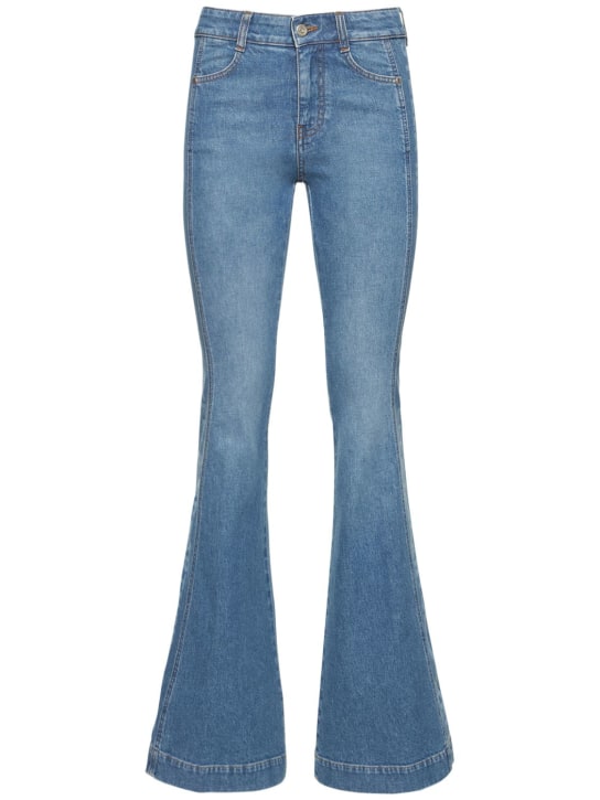 Stella McCartney: Side logo high waist flared jeans - Denim - women_0 | Luisa Via Roma