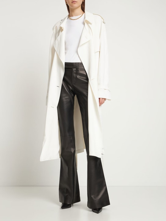 Tom Ford: Trench-coat en sergé fluide - Blanc - women_1 | Luisa Via Roma
