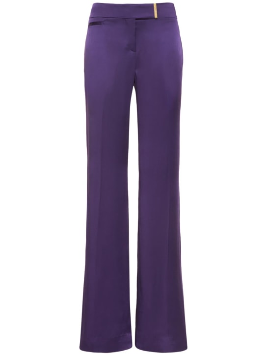 Mid rise wide fluid satin pants