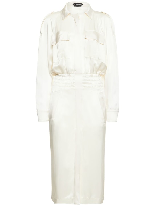 Tom Ford: Trench-Kleid aus Satin - Weiß - women_0 | Luisa Via Roma