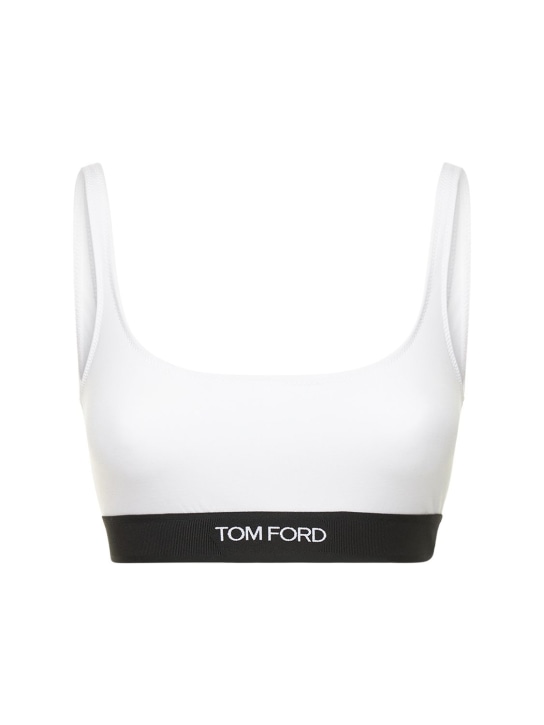 Tom Ford: Brassière de sport en jersey de modal logo - Blanc - women_0 | Luisa Via Roma