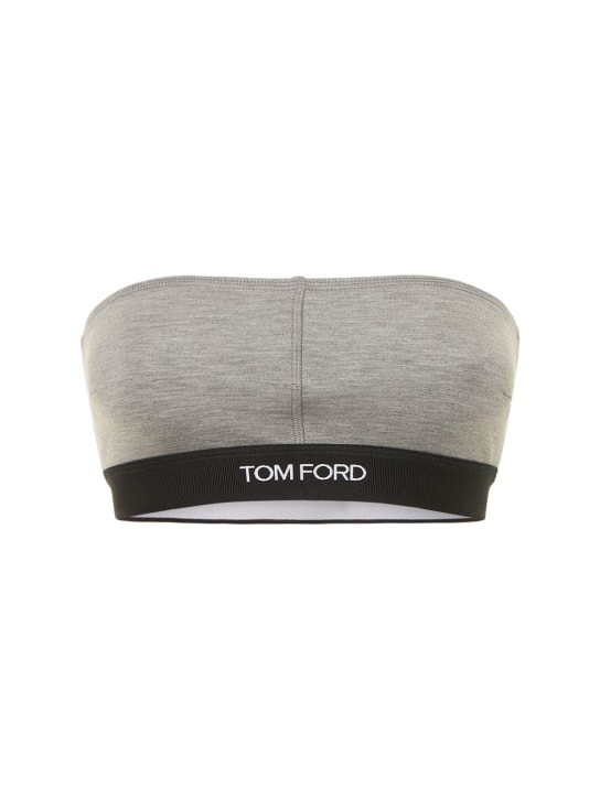 Tom Ford: 莫代尔平纹针织窄边文胸 - 灰色 - women_0 | Luisa Via Roma