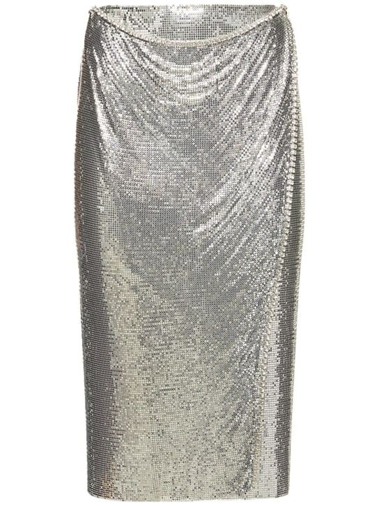 Rabanne: Mini mesh midi skirt - Silver - women_0 | Luisa Via Roma