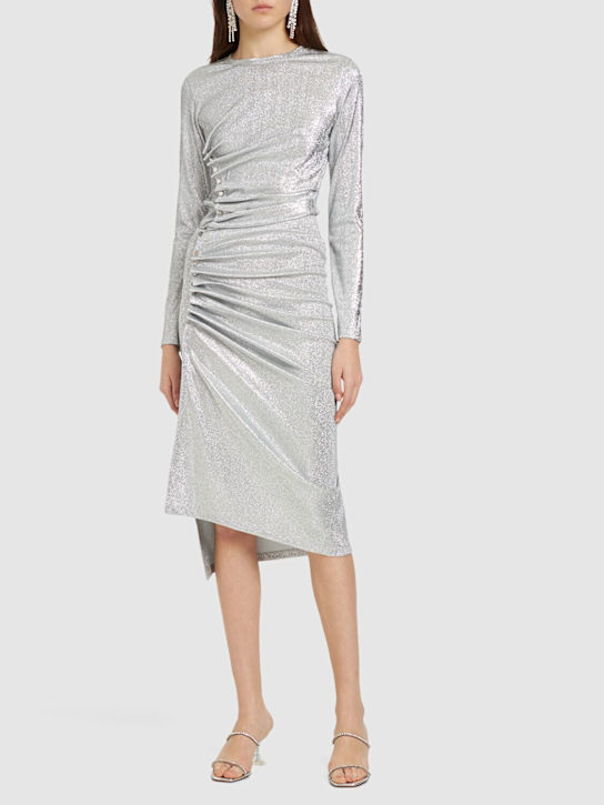 Viscose jersey lurex draped midi skirt - Thumbnail 2