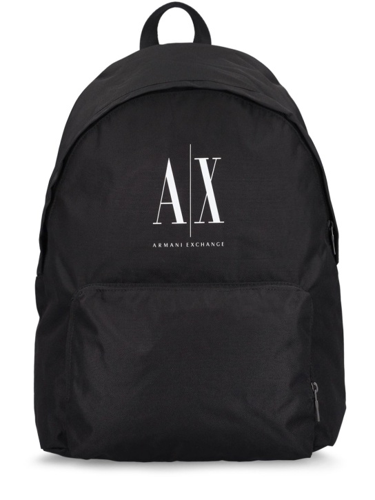 Armani Exchange: Logo print tech backpack - men_0 | Luisa Via Roma