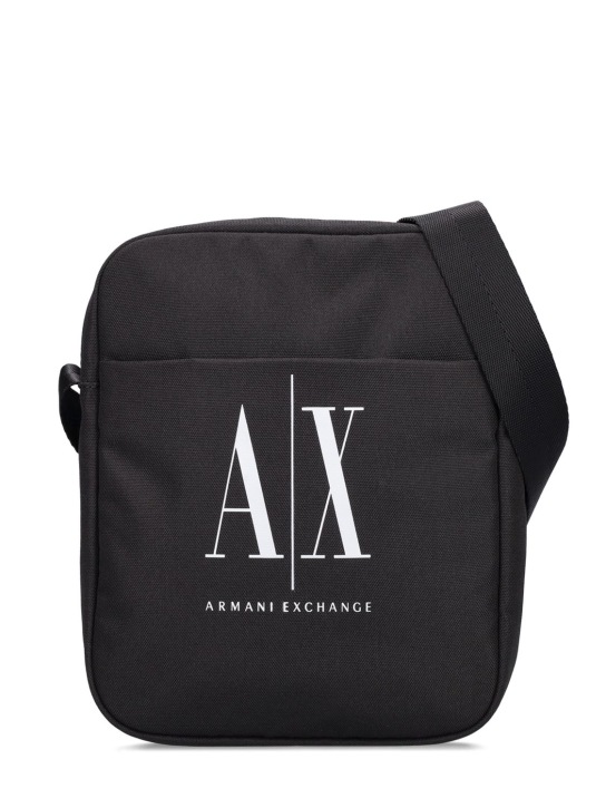 Armani Exchange: Logo print tech crossbody bag - men_0 | Luisa Via Roma
