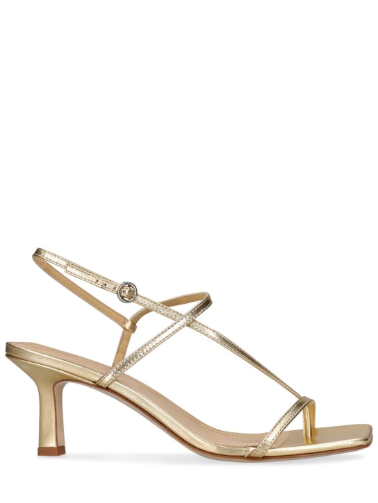 Aeyde: 65mm Elise laminated leather sandals - Gold - women_0 | Luisa Via Roma