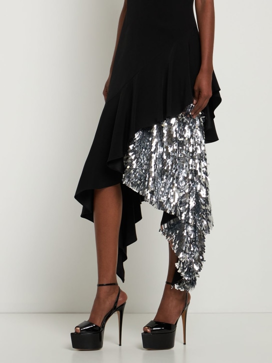 Alexandre Vauthier: 150mm Faux metallic leather sandals - Black - women_1 | Luisa Via Roma