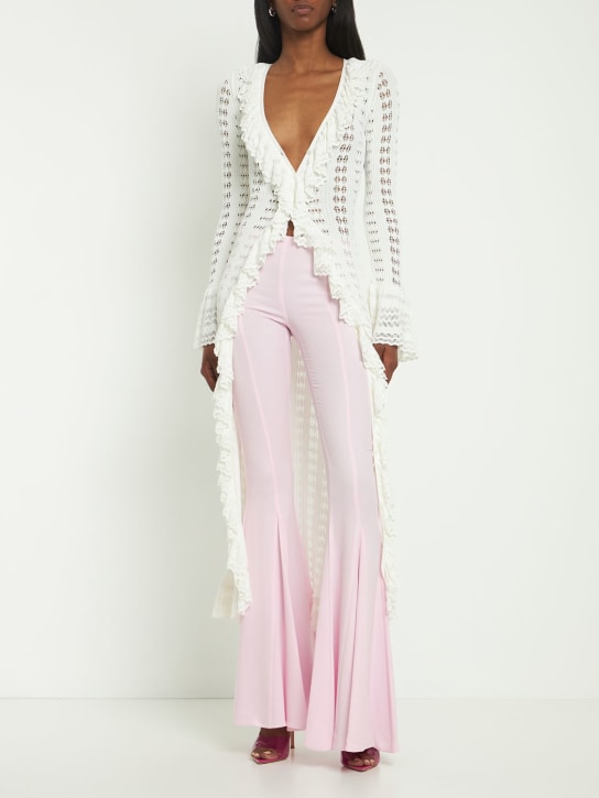 Blumarine: Viscose crepe flared pants - Pink - women_1 | Luisa Via Roma