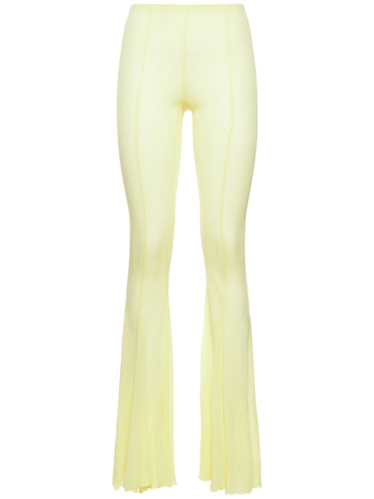 Blumarine: 粘胶纤维平纹针织喇叭裤 - 黄色 - women_0 | Luisa Via Roma