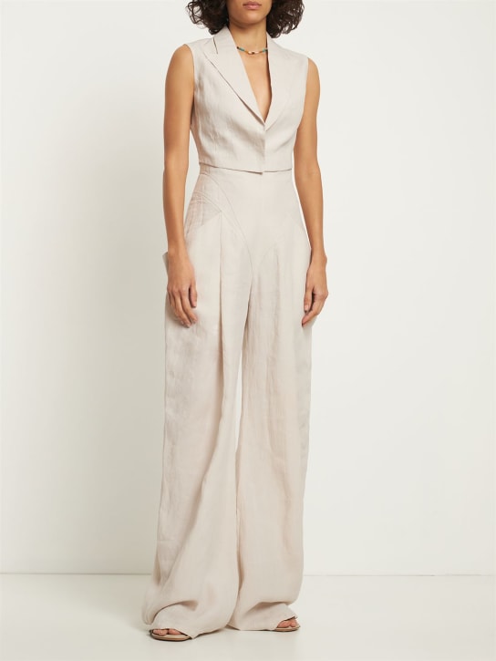 Alessandro Vigilante: High waist linen wide leg pants - women_1 | Luisa Via Roma