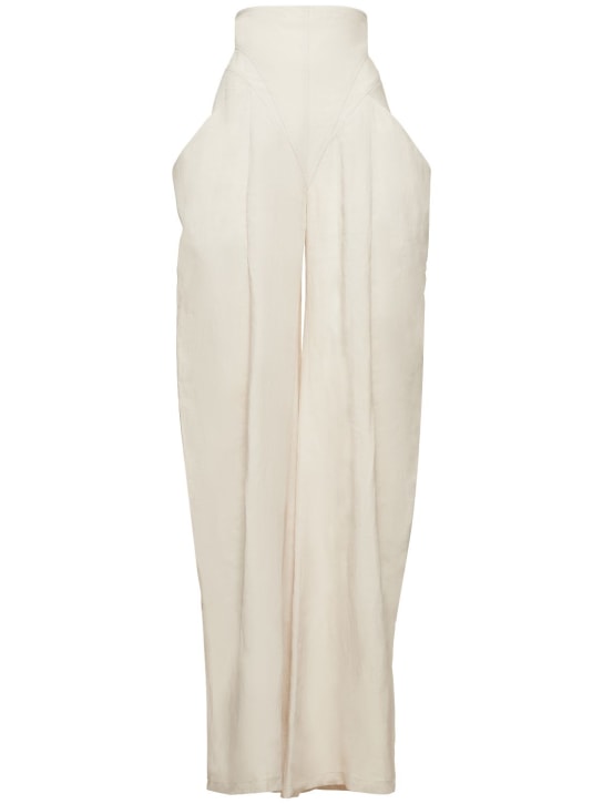 Alessandro Vigilante: High waist linen wide leg pants - women_0 | Luisa Via Roma