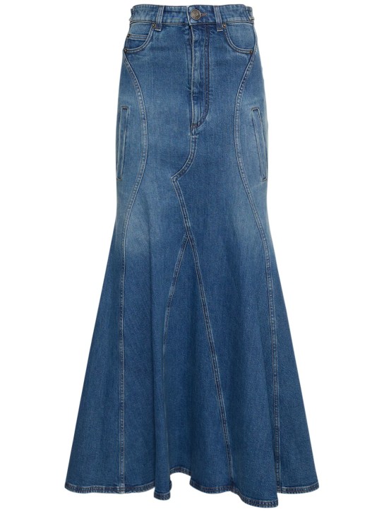 Cotton denim high rise maxi skirt - Burberry - Women | Luisaviaroma
