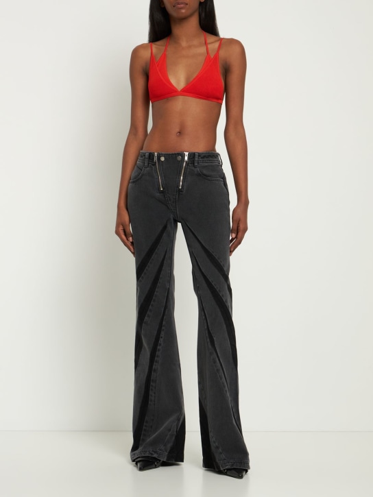 Dion Lee: 低腰拉链细节喇叭牛仔裤 - 黑色 - women_1 | Luisa Via Roma