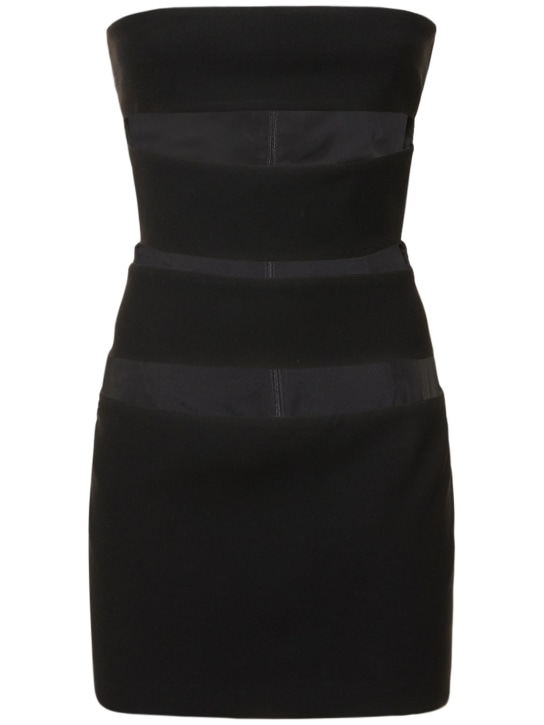 Mônot: Horizontal镂空绉纱迷你连衣裙 - 黑色 - women_0 | Luisa Via Roma