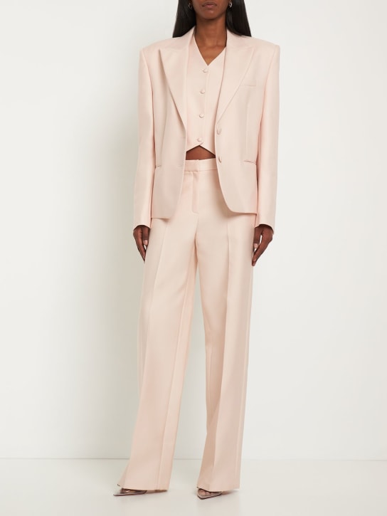 Magda Butrym: Silk twill single breast blazer - Beige - women_1 | Luisa Via Roma